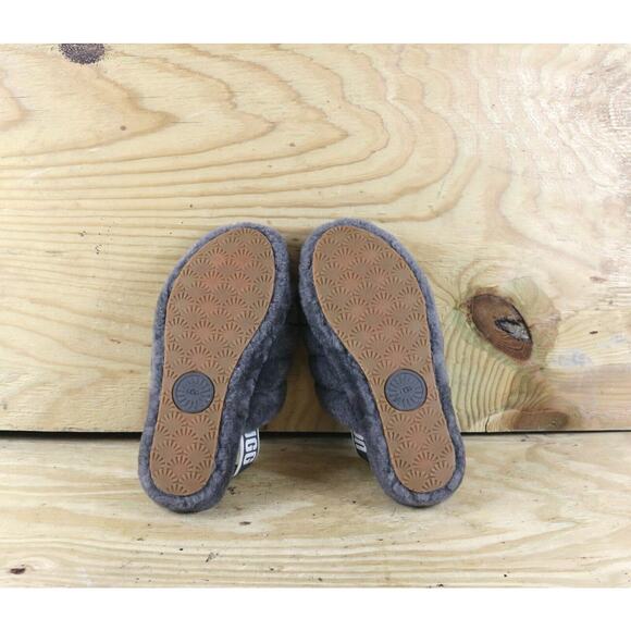 Ugg Slippers 8 Womens Gray Fluff Yeah Faux Fur Sandals Slides Slip On - Picture 7 of 8